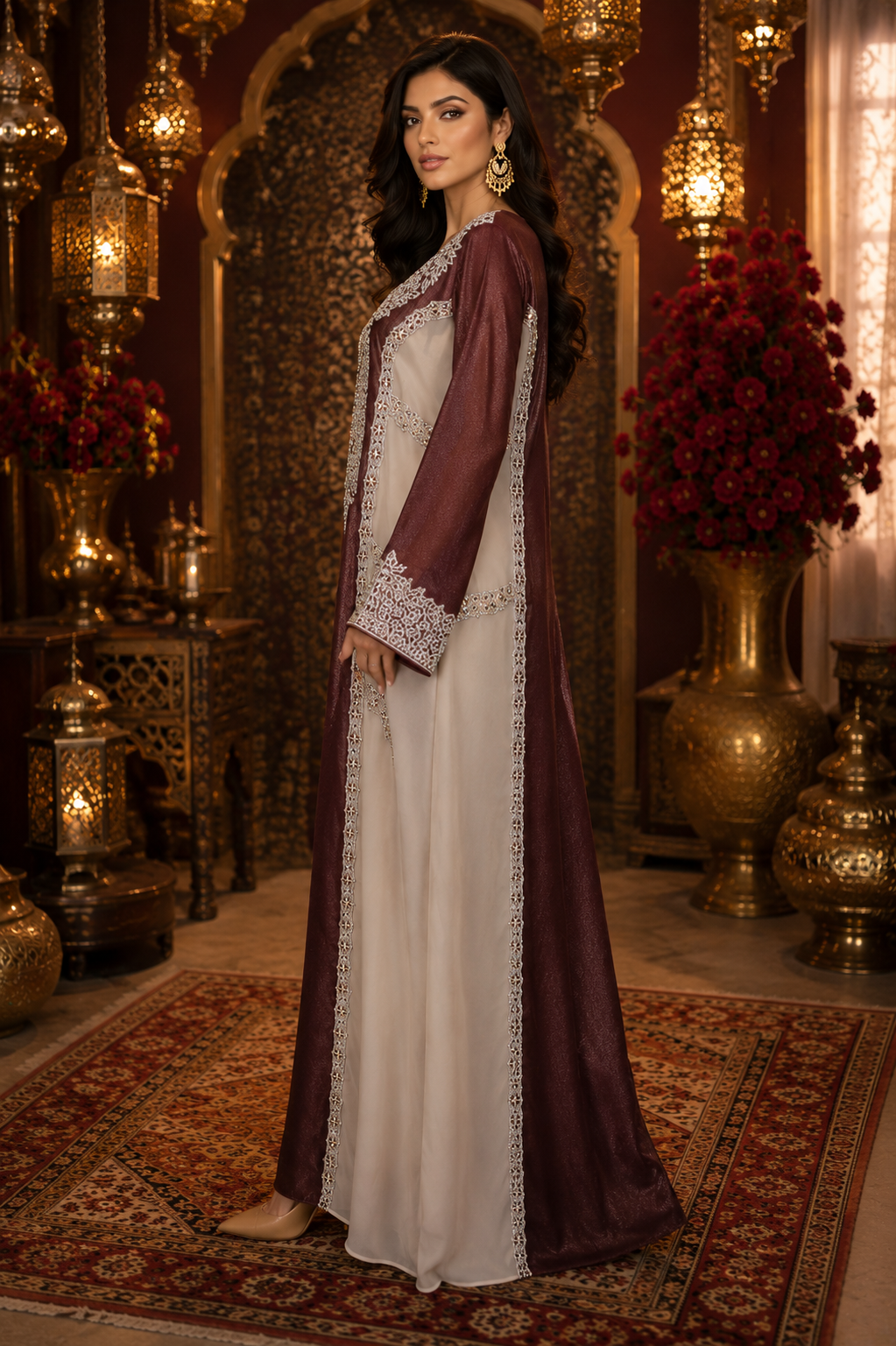Burgundy Pearl Royale Kaftan - Image 2