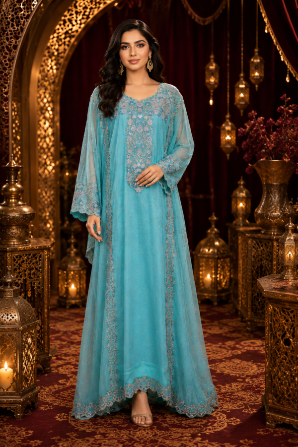 Azure Elegance Luxury Kaftan