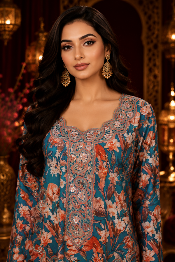 Azure Bloom Kaftan