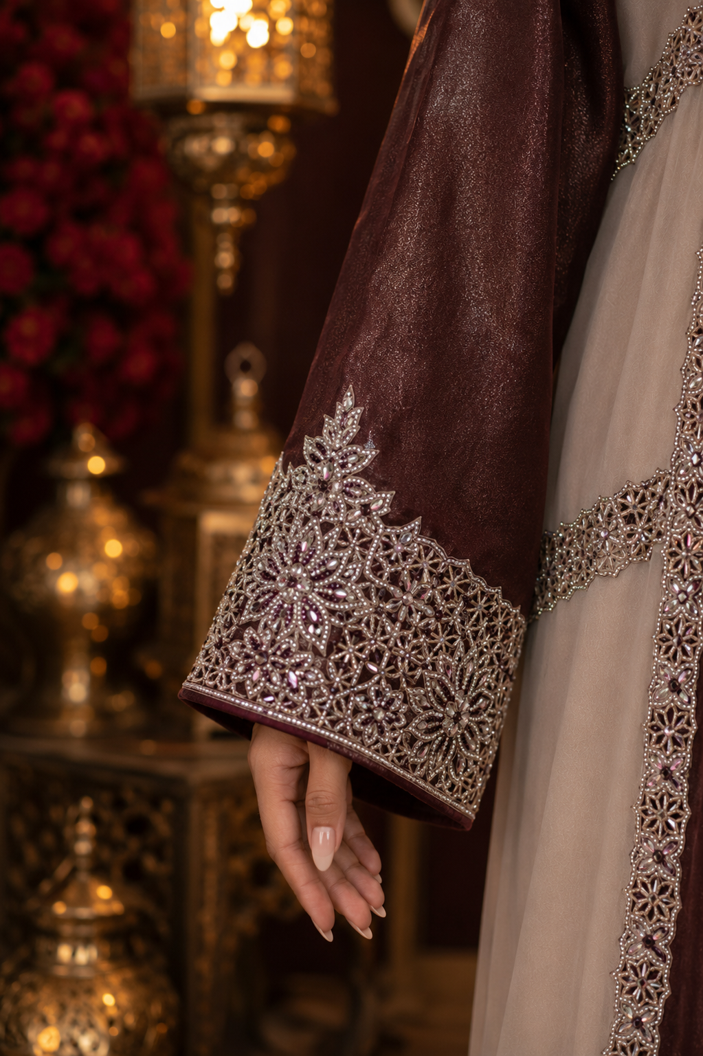 Burgundy Pearl Royale Kaftan - Image 4