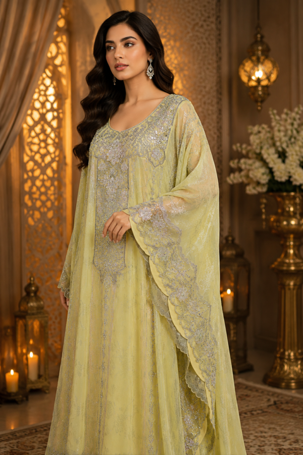 Lemon Pearl Luxury Kaftan