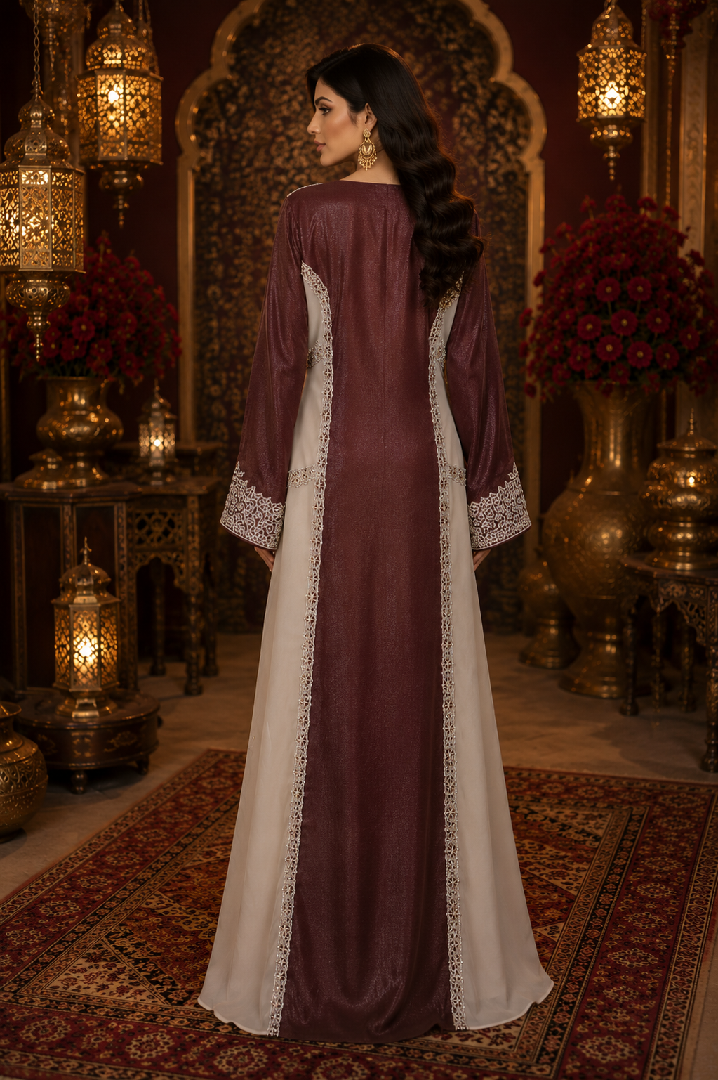 Burgundy Pearl Royale Kaftan - Image 5