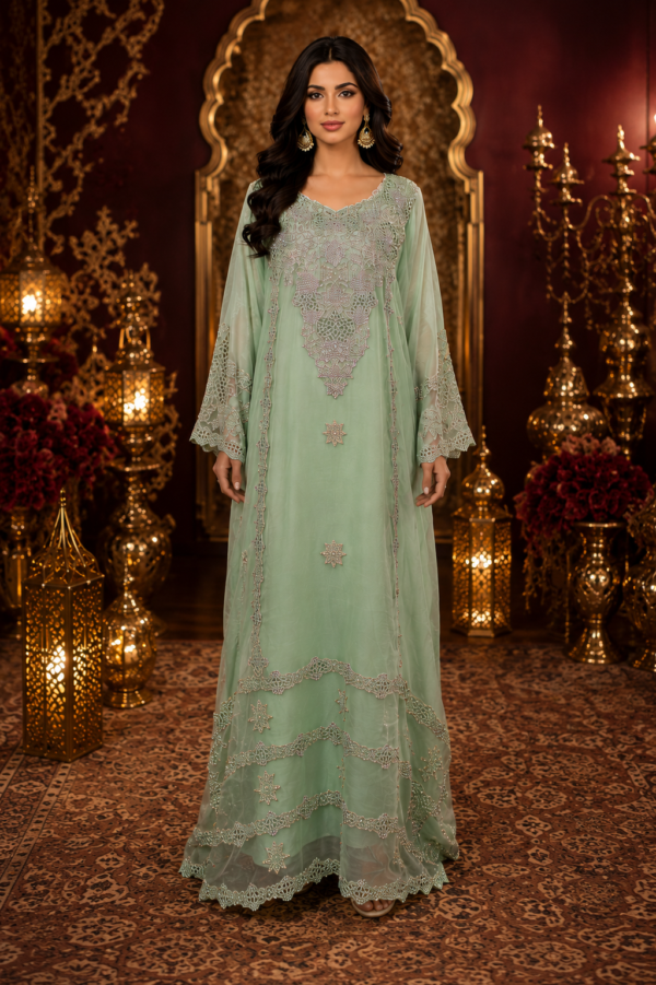 Mint Serenity Embroidered Kaftan