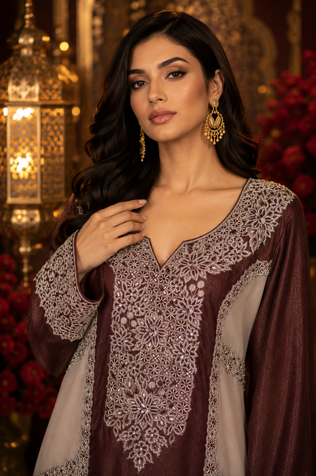 Burgundy Pearl Royale Kaftan - Image 3