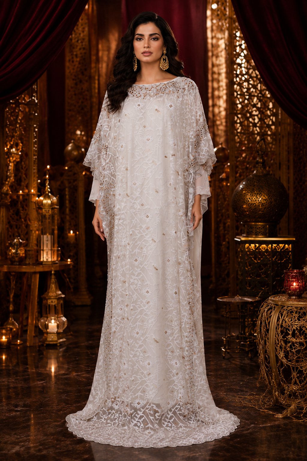 Ivory Majesty Embroidered Kaftan