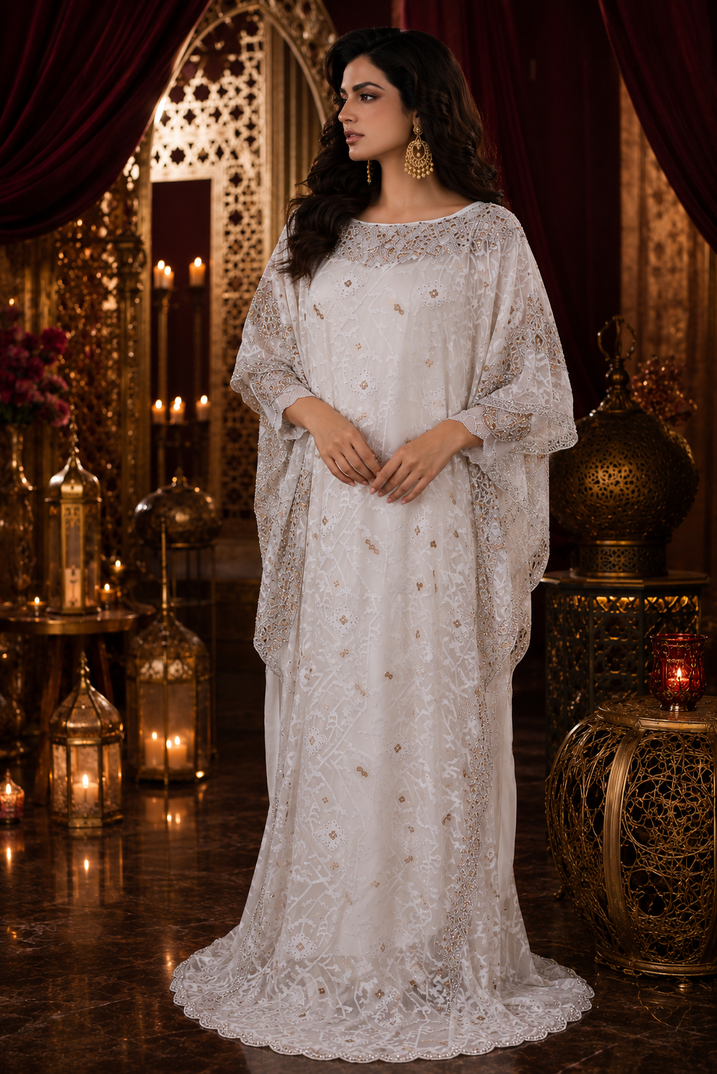 Ivory Majesty Embroidered Kaftan - Image 3