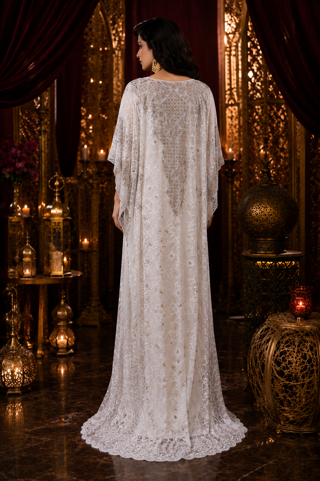 Ivory Majesty Embroidered Kaftan - Image 4