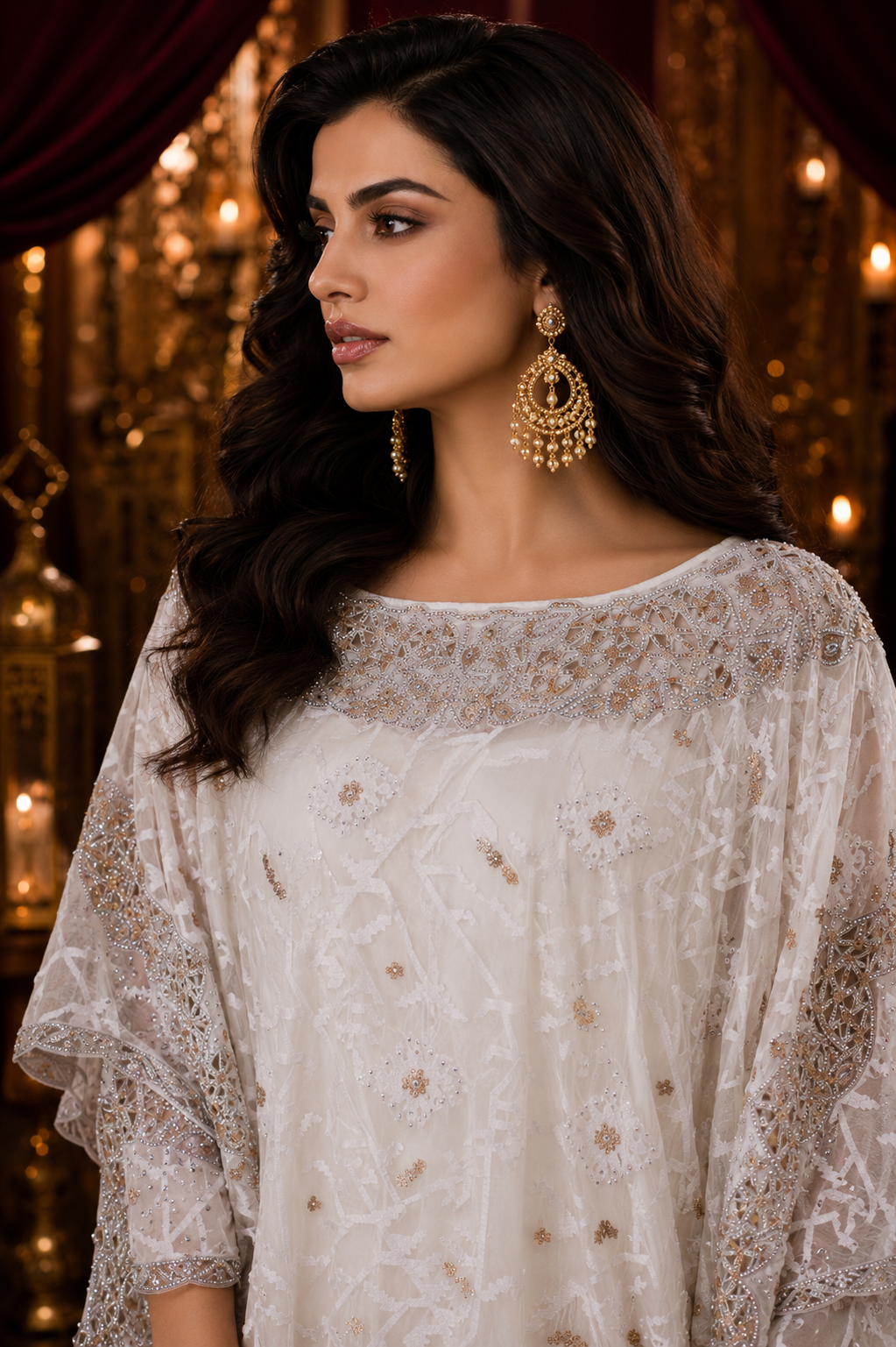 Ivory Majesty Embroidered Kaftan - Image 5